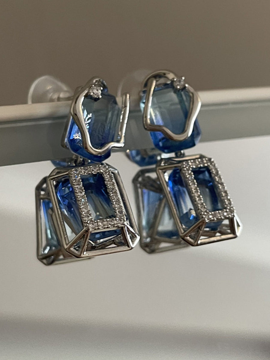 Blue Gradient Zircon Earrings｜Awaytr®