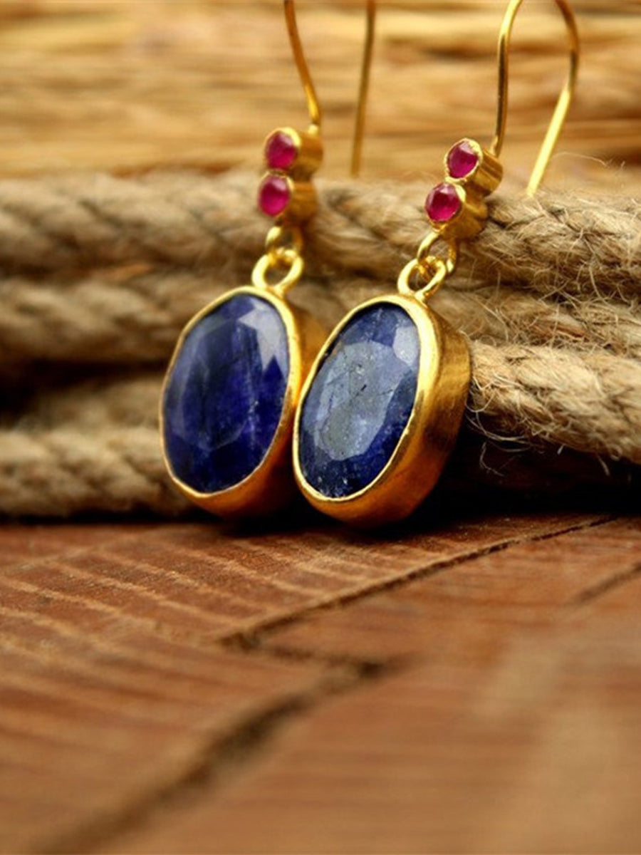 Vintage Water Drop Lapis Lazuli Earrings｜Awaytr®