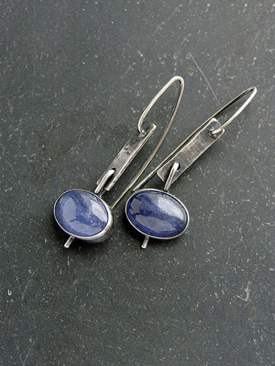 Vintage Distressed Oval Lapis Lazuli Earrings｜Awaytr®