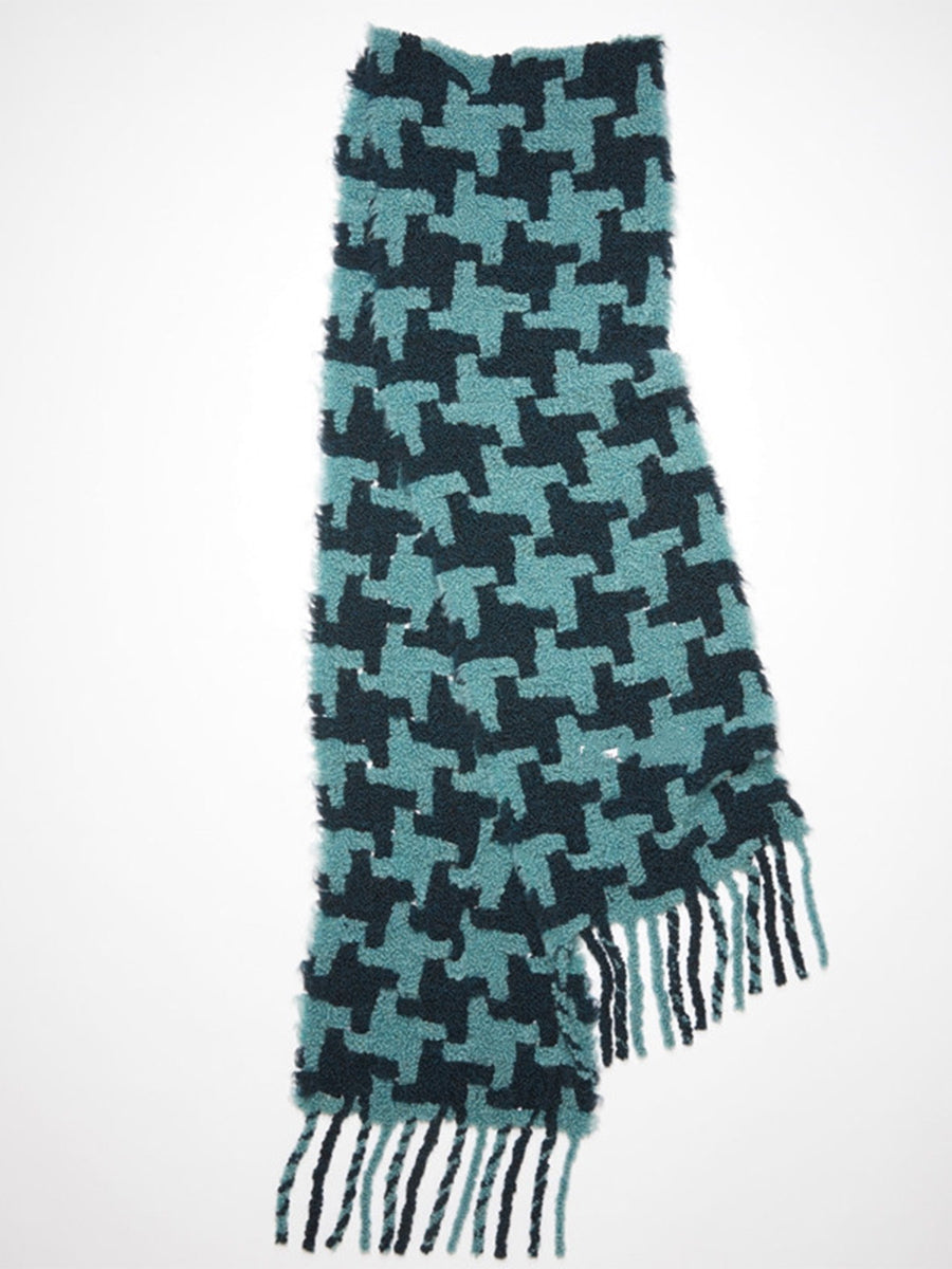 Thick Cashmere-like Thick Beard Houndstooth Scarf｜Awaytr®