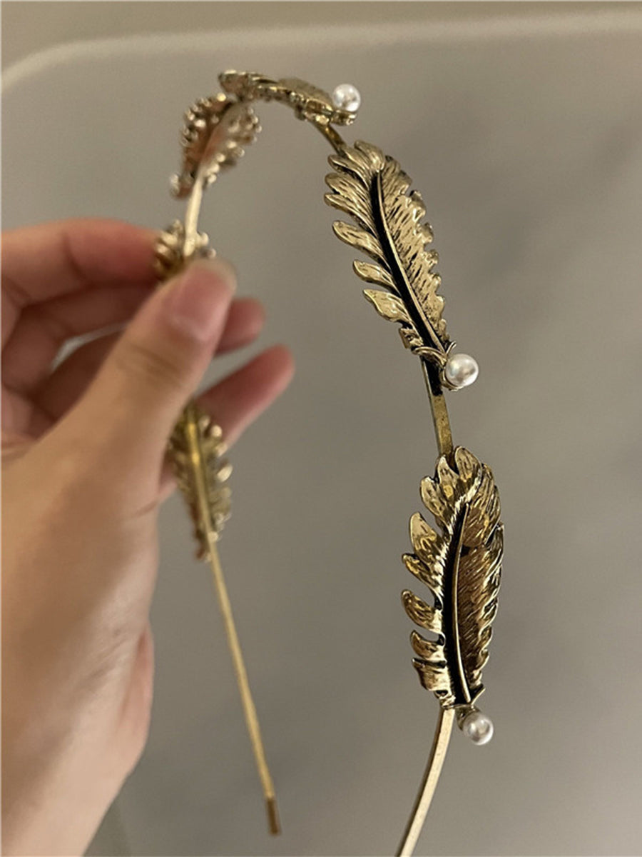 Vintage Feather Pearl Headband｜Awaytr®