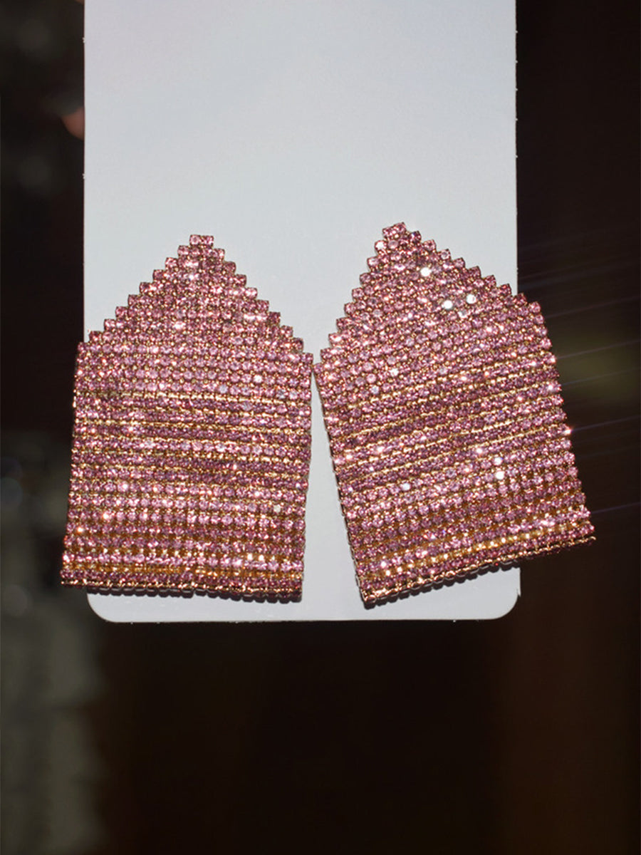 Two-tier Geometric Diamond Square Earrings｜Awaytr®