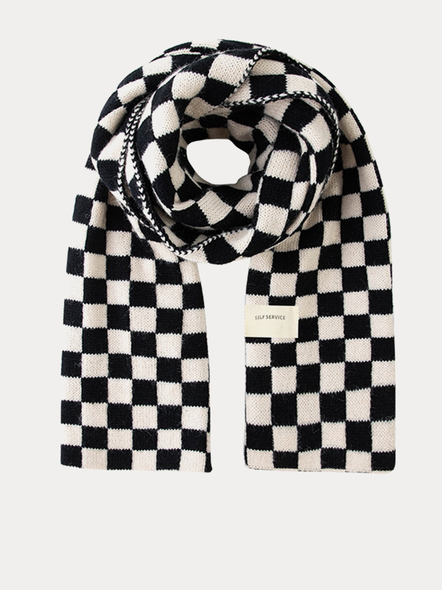 British Classic Black And White Check Imitation Cashmere Scarf｜Awaytr®