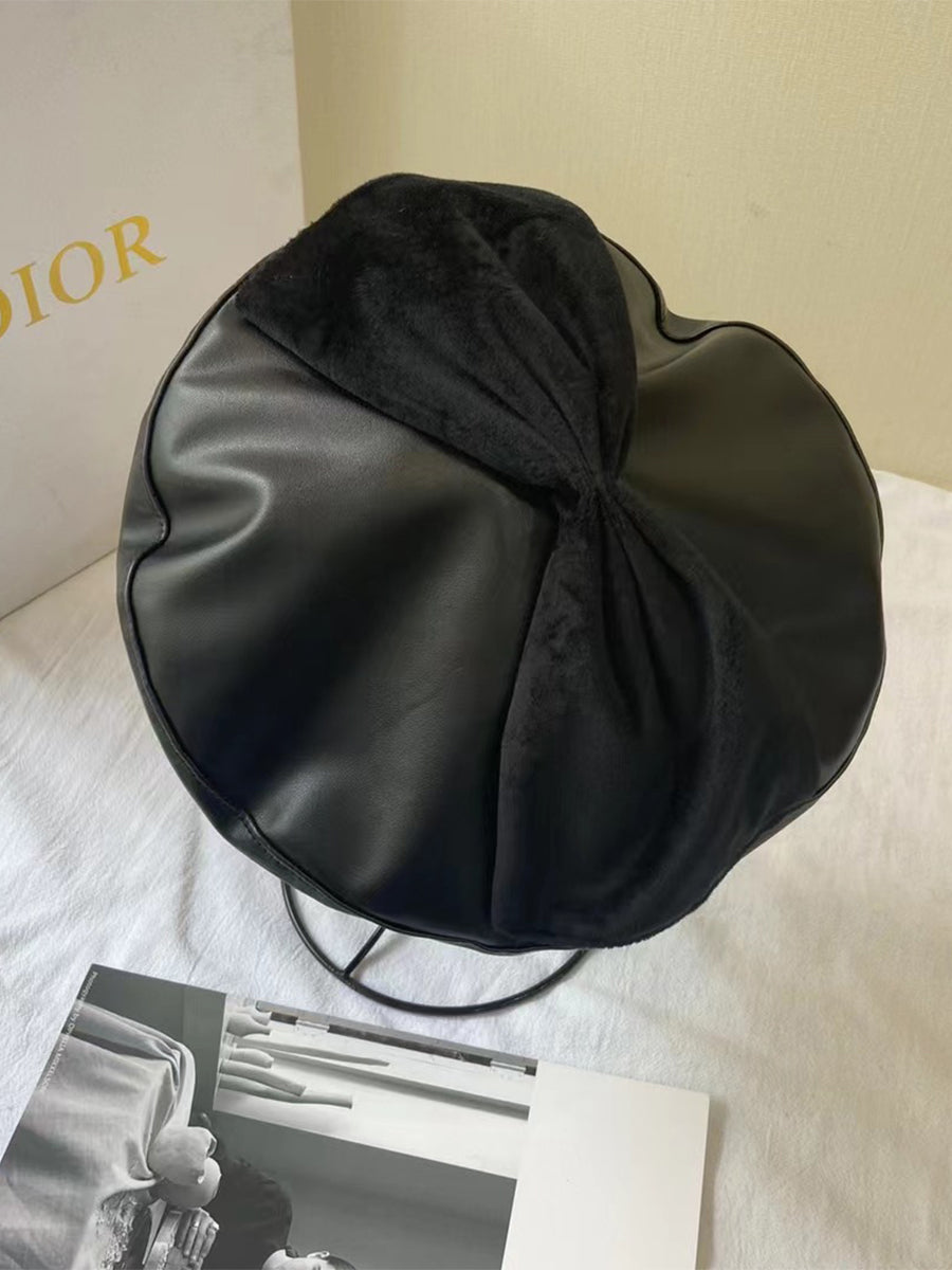 Cute Bow PU Leather Beret Hat｜Awaytr®