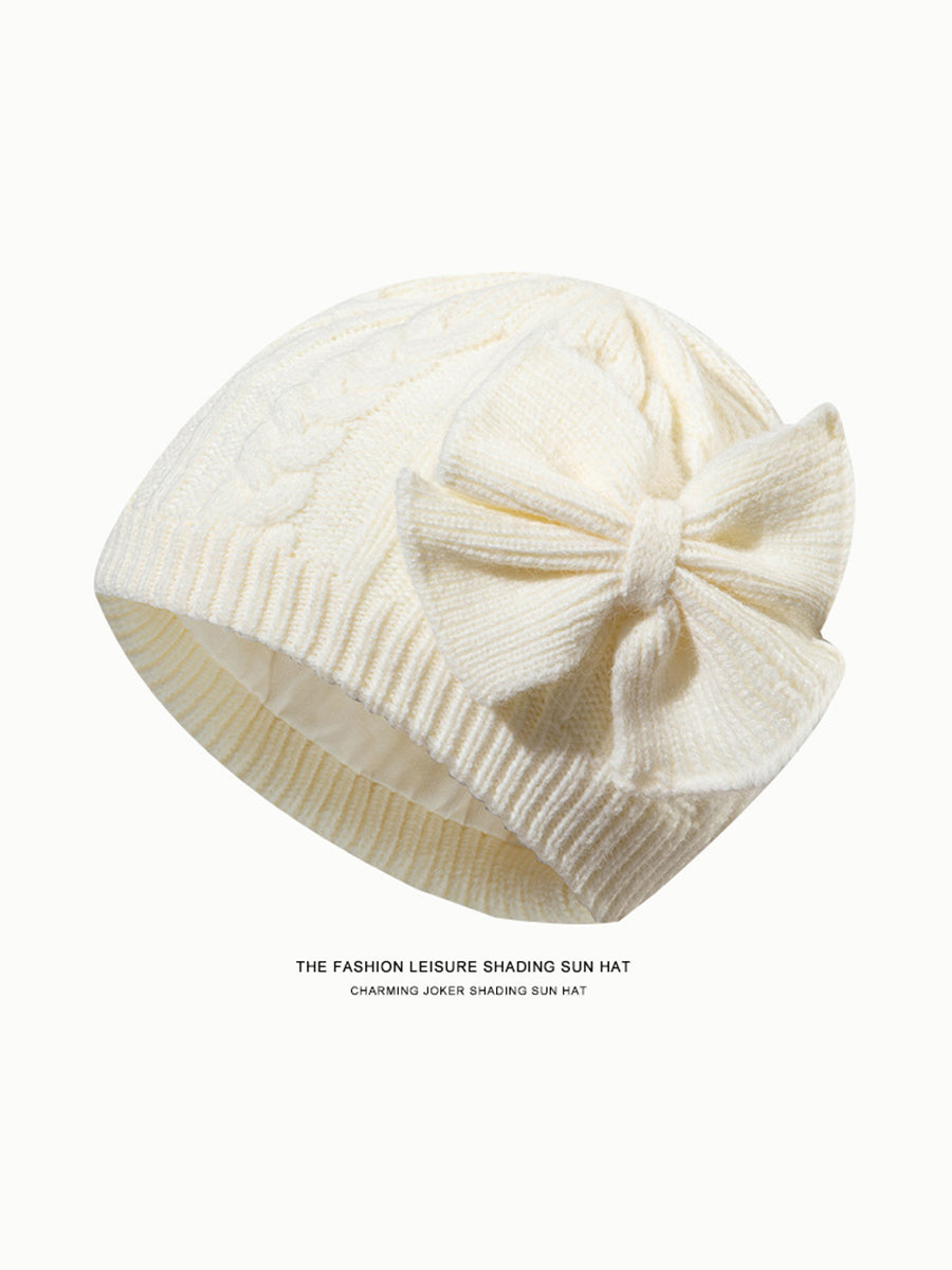 Pure Color Bow Pullover Knit Hat｜Awaytr®