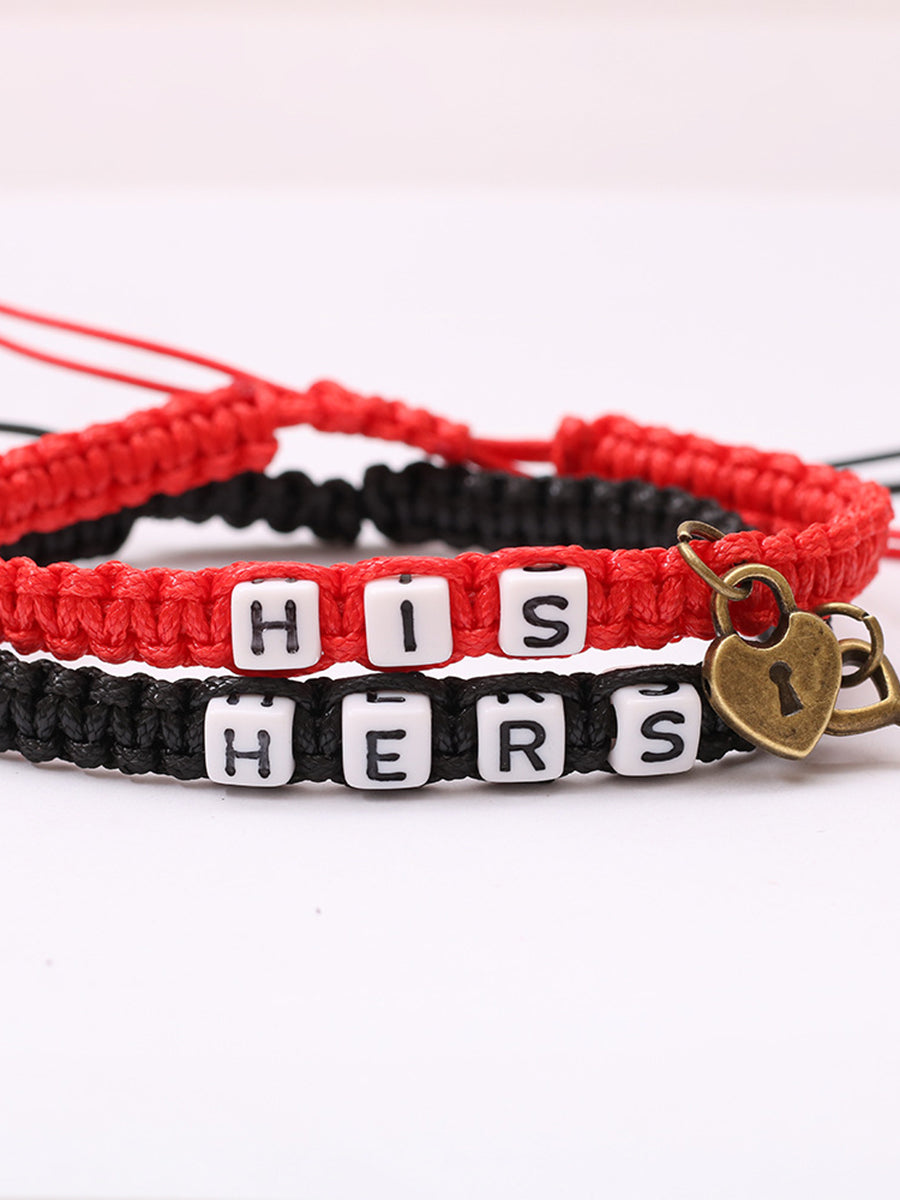 HIS HERS Lock Cylinder Key Braided Couple Bracelet｜Awaytr®