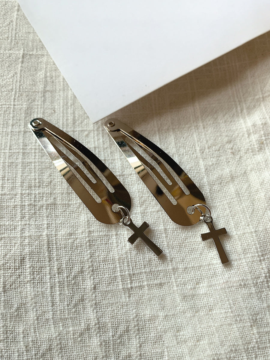 Cross Love Silver Hairpin 2 PCS｜Awaytr®