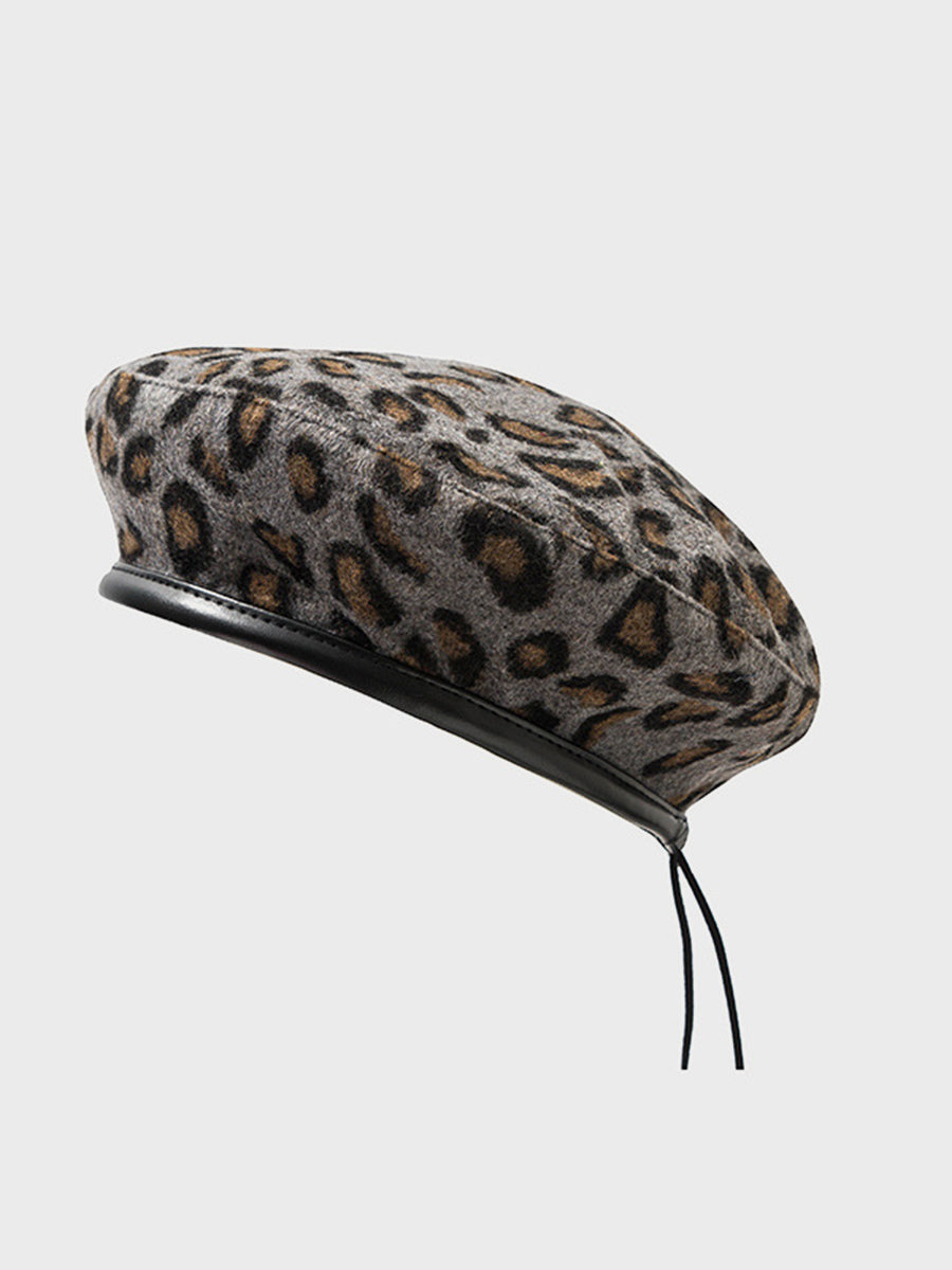 Autumn And Winter Vintage Leopard Beret Hat｜Awaytr®