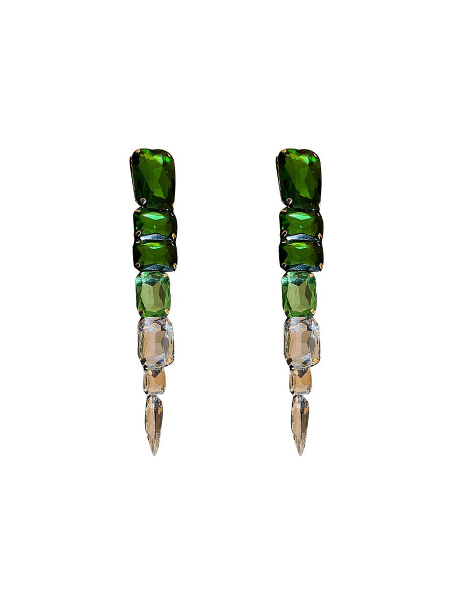 Green Diamond Long Fringe Earrings｜Awaytr®