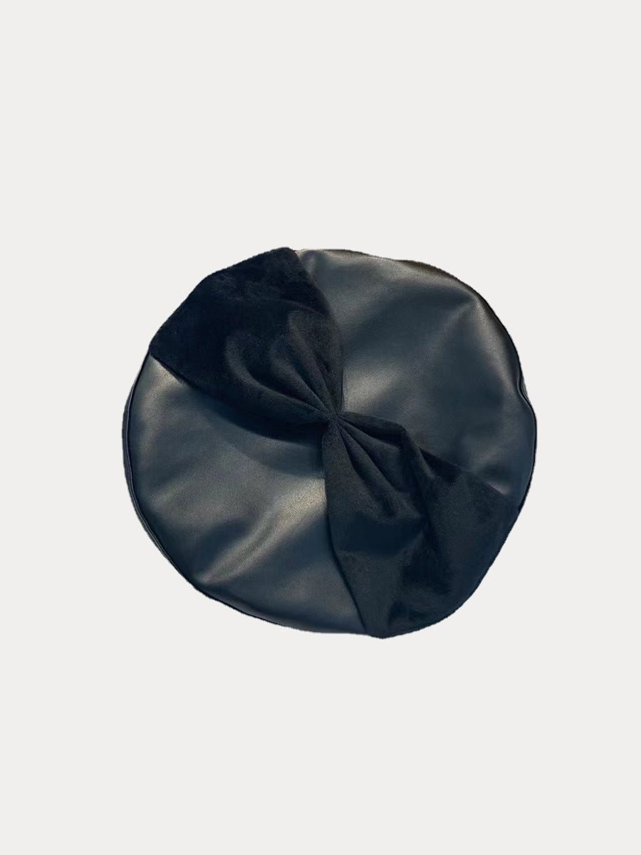 Cute Bow PU Leather Beret Hat｜Awaytr®