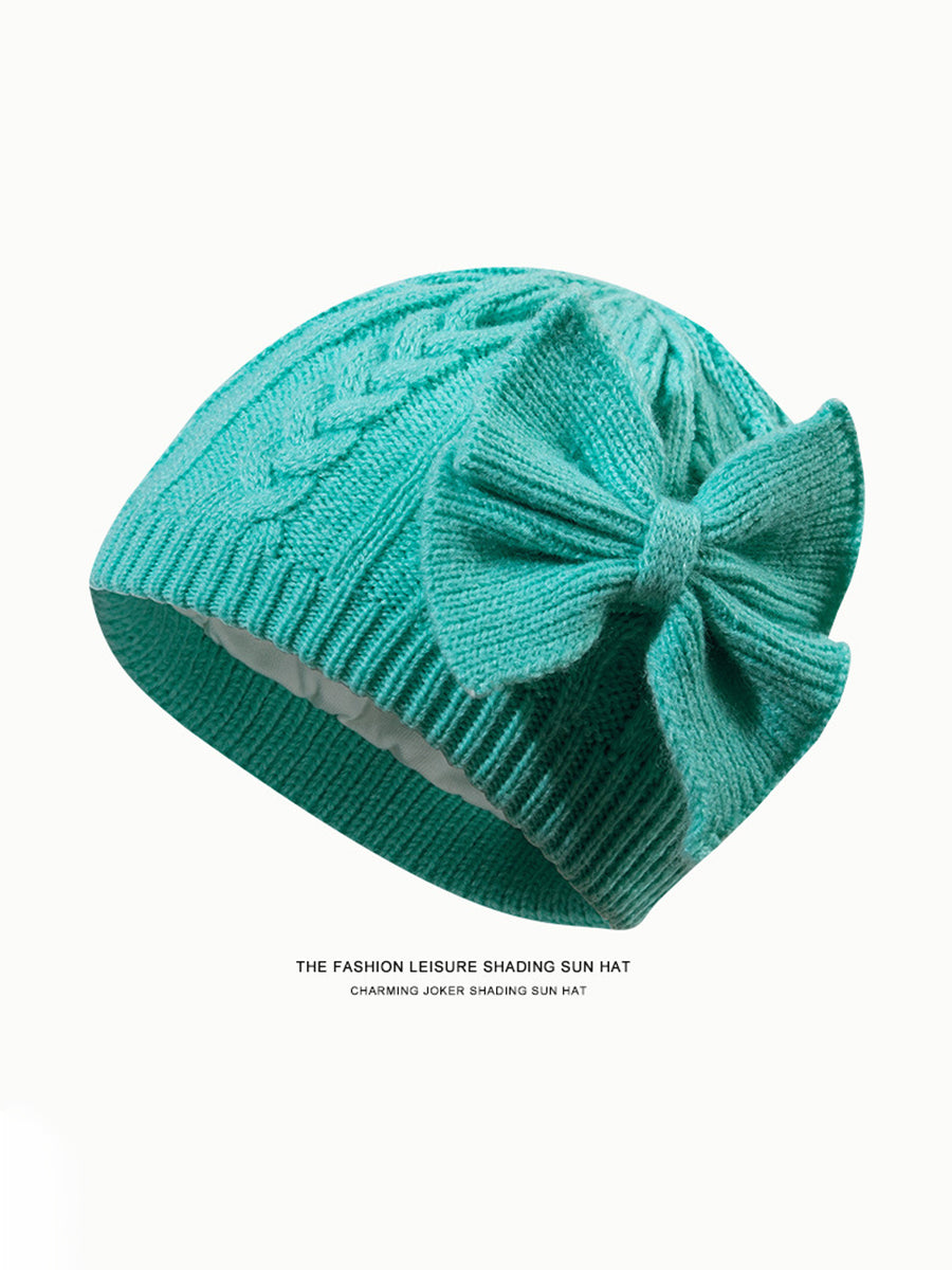 Pure Color Bow Pullover Knit Hat｜Awaytr®