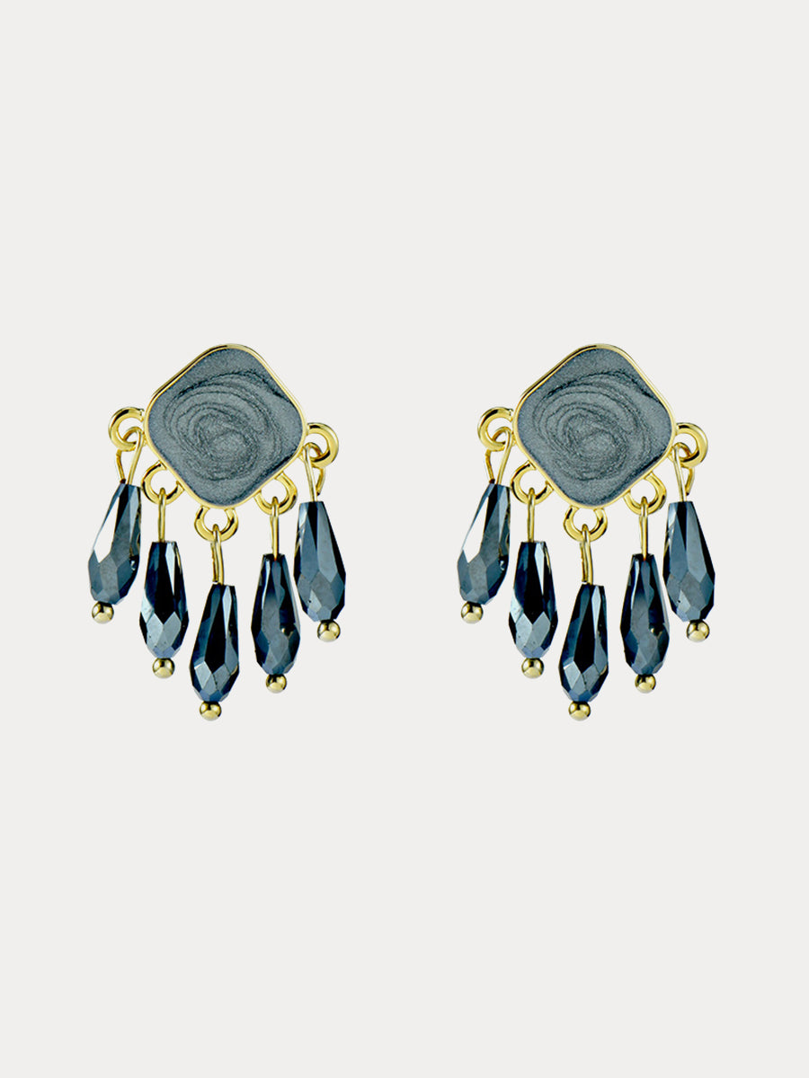 Square Color Zong Drop Crystal Tassel Earrings｜Awaytr®