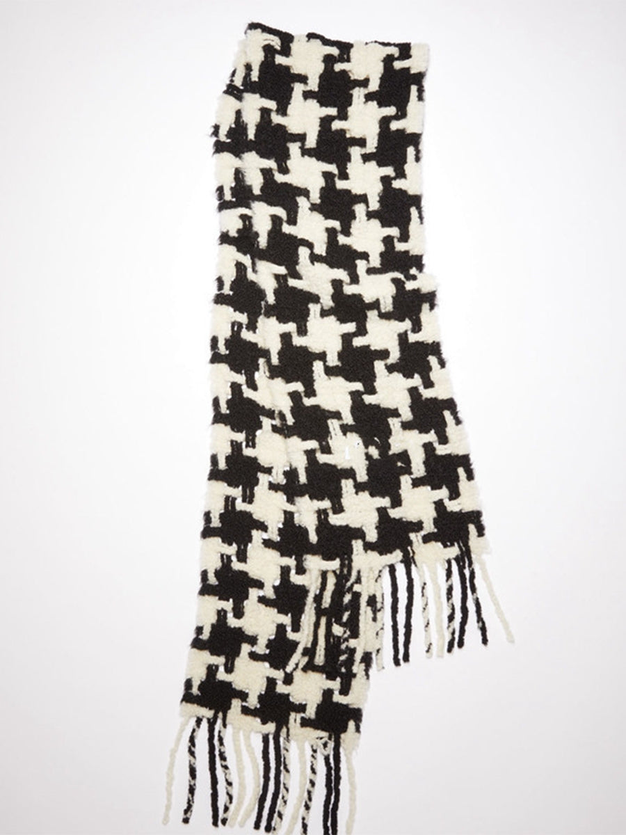 Thick Cashmere-like Thick Beard Houndstooth Scarf｜Awaytr®