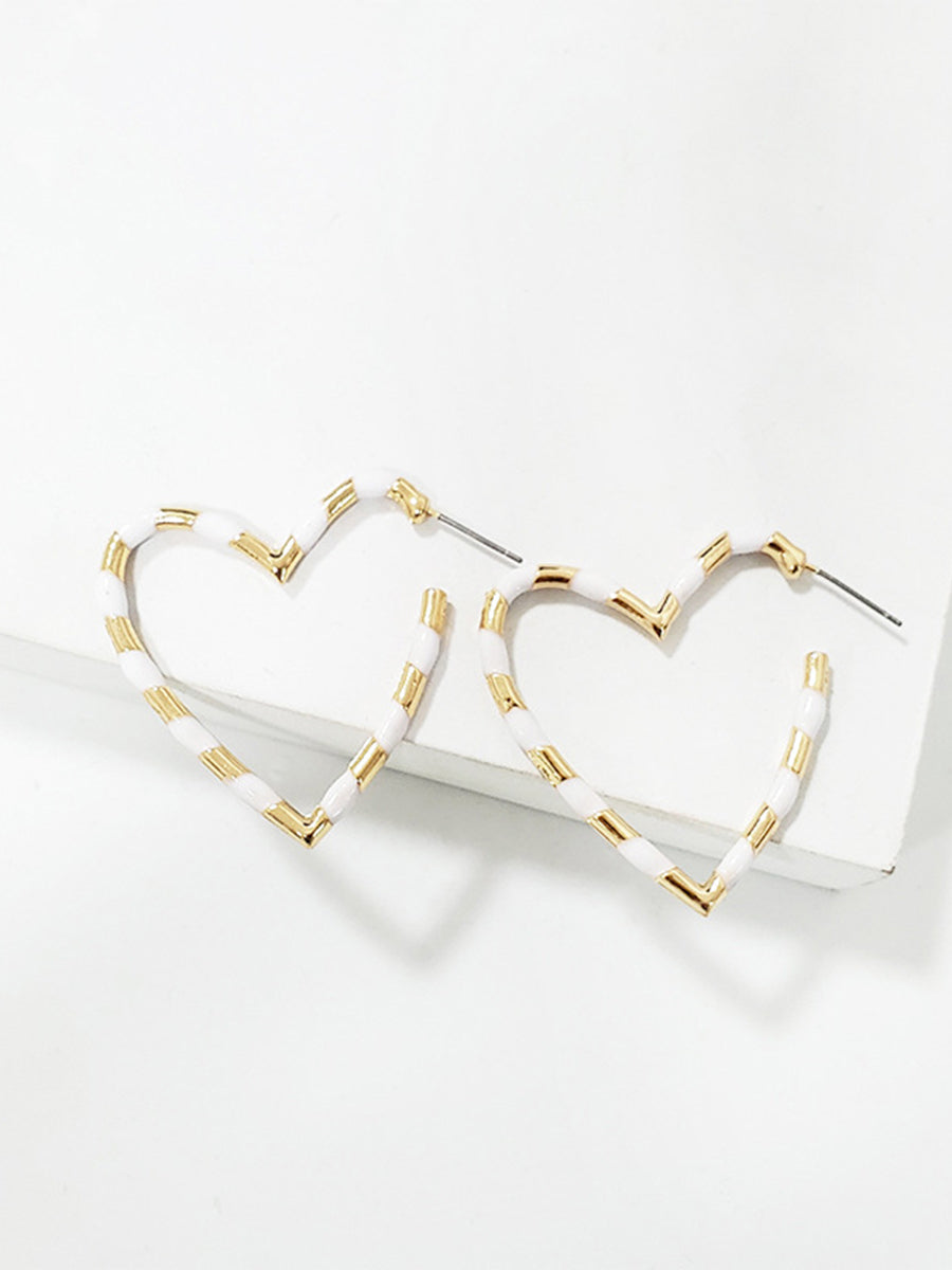 Simple Color Dripping Love Heart Hollow Earrings｜Awaytr®