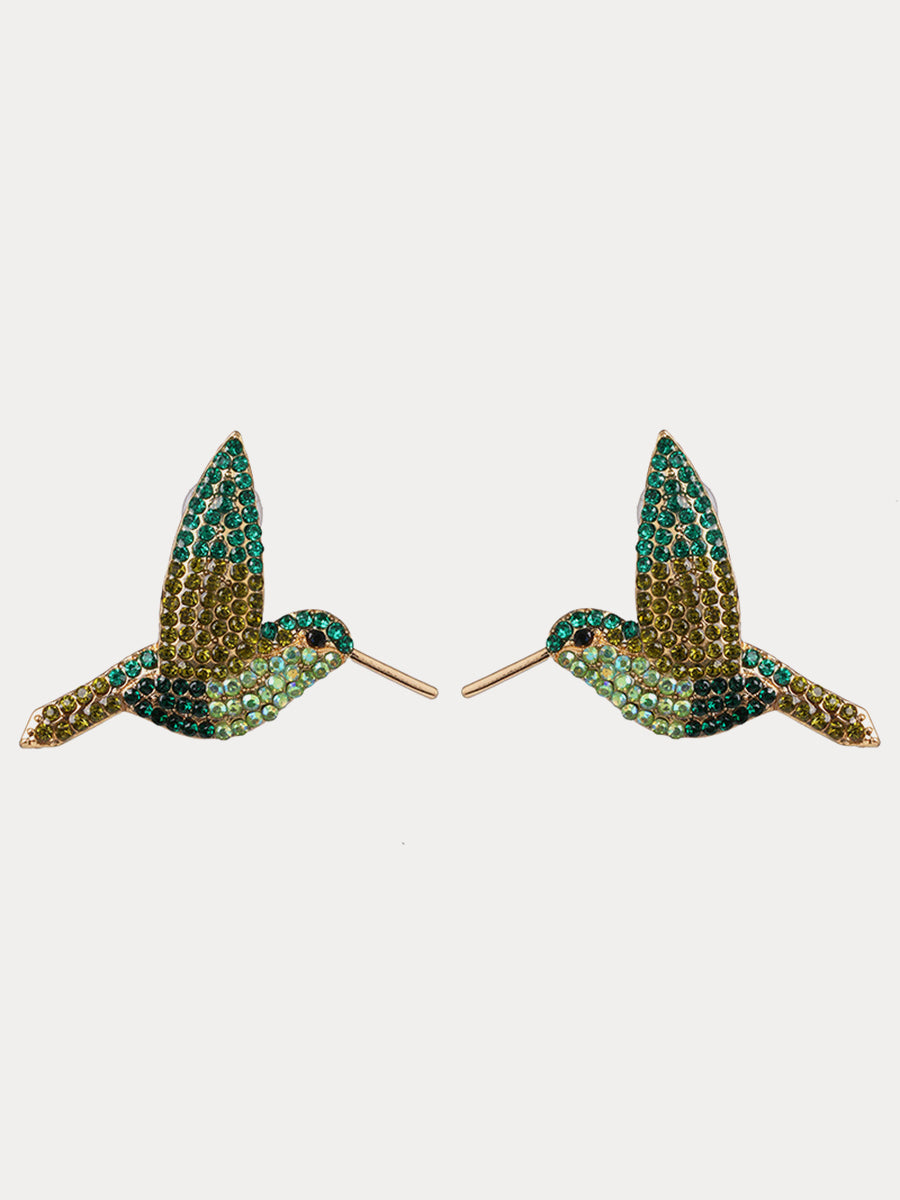 Colorful Diamond Hummingbird Earrings｜Awaytr®