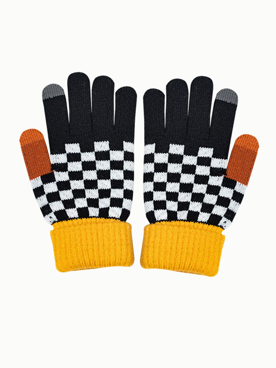 Touch Screen Checkerboard Split Finger Gloves｜Awaytr®