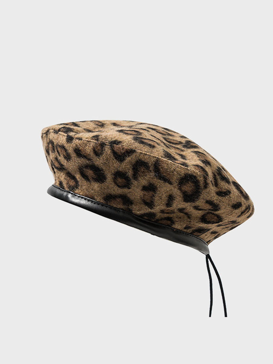 Autumn And Winter Vintage Leopard Beret Hat｜Awaytr®