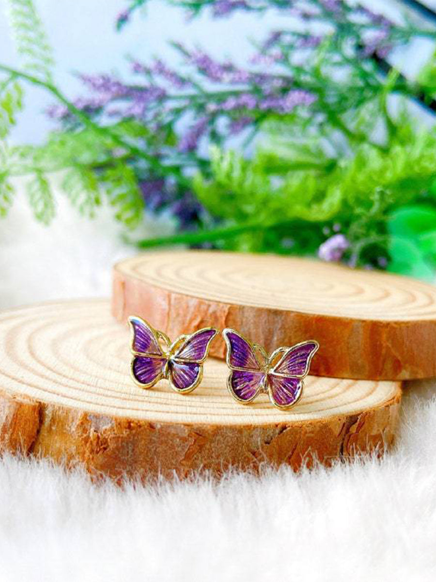 Simple Color Dripping Butterfly Earrings｜Awaytr®