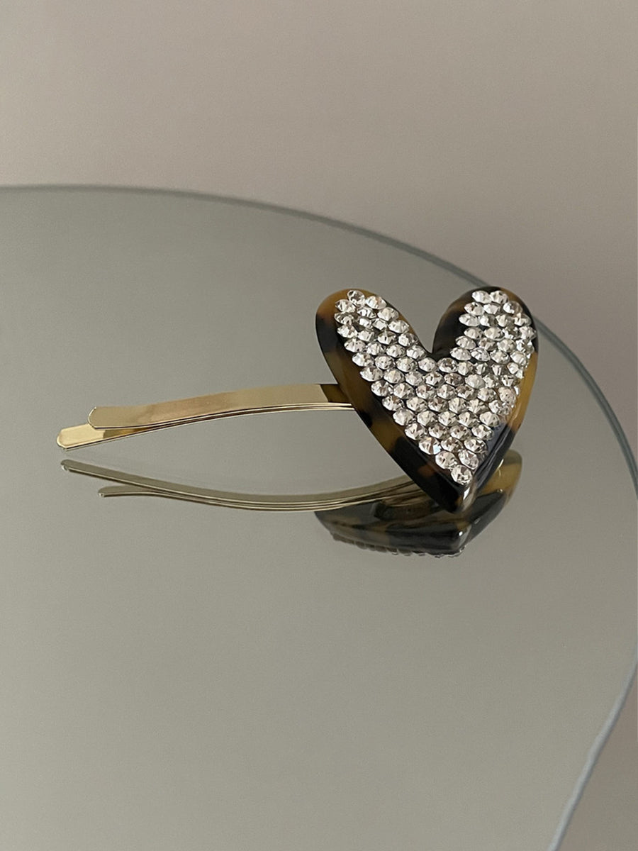 Heart Shaped Rhinestone Hair Clip｜Awaytr®