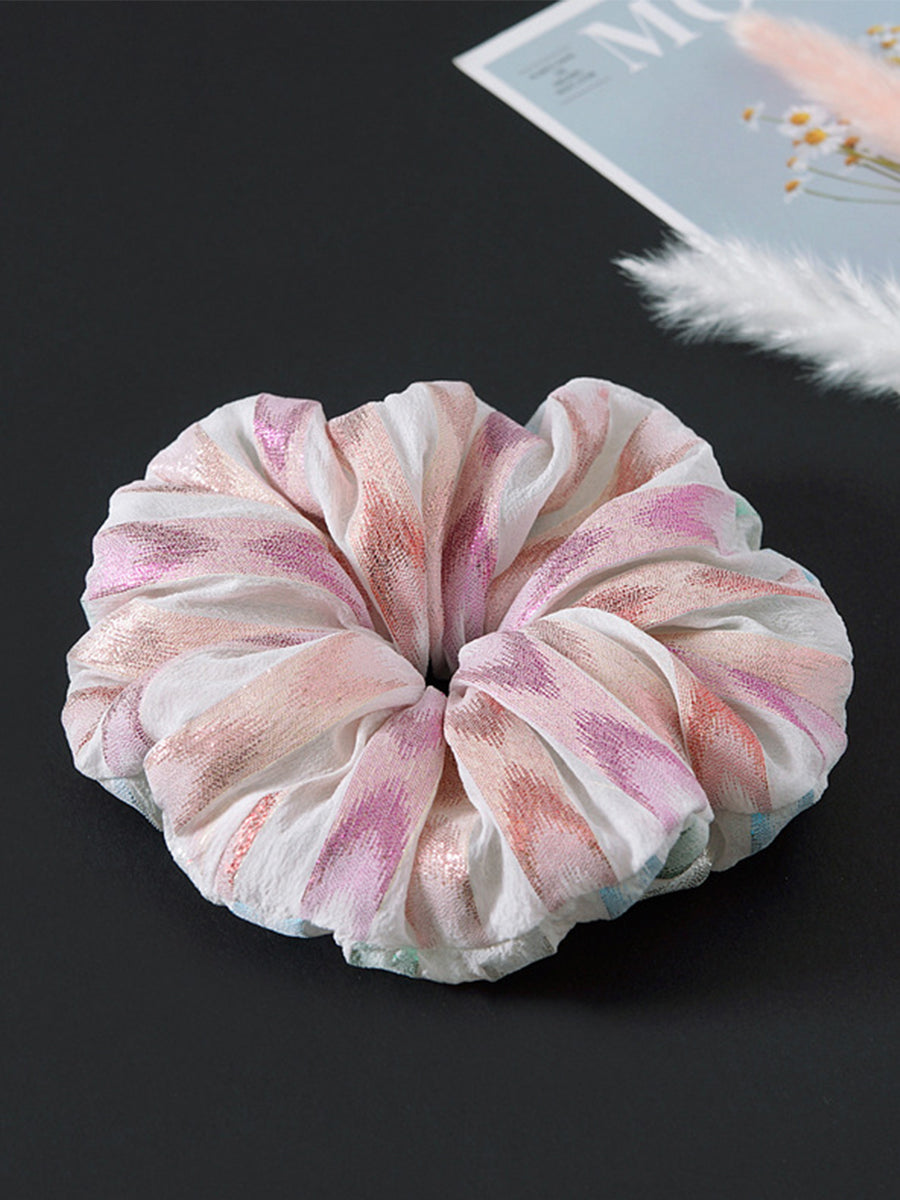 Silk Cut Flower Silk Large Intestine Gold Silk Scrunchies｜Awaytr®