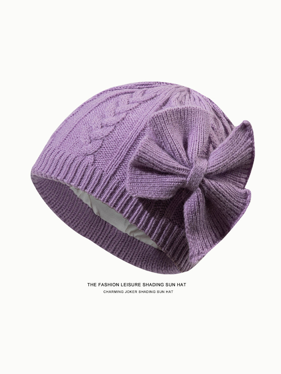 Pure Color Bow Pullover Knit Hat｜Awaytr®