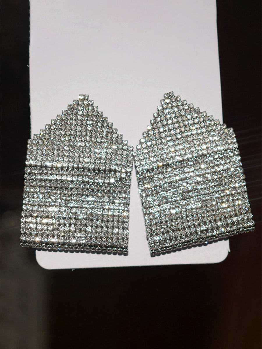 Two-tier Geometric Diamond Square Earrings｜Awaytr®