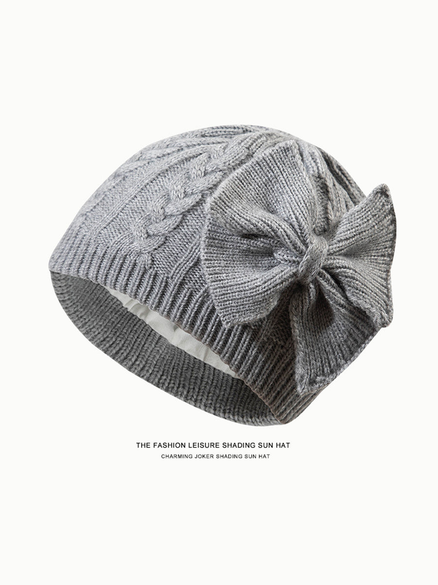 Pure Color Bow Pullover Knit Hat｜Awaytr®