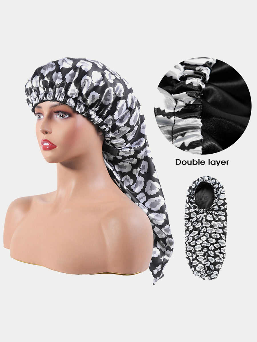 Leopard Print Invisible Adjusting Button Button Long Adult Nightcap｜Awaytr®