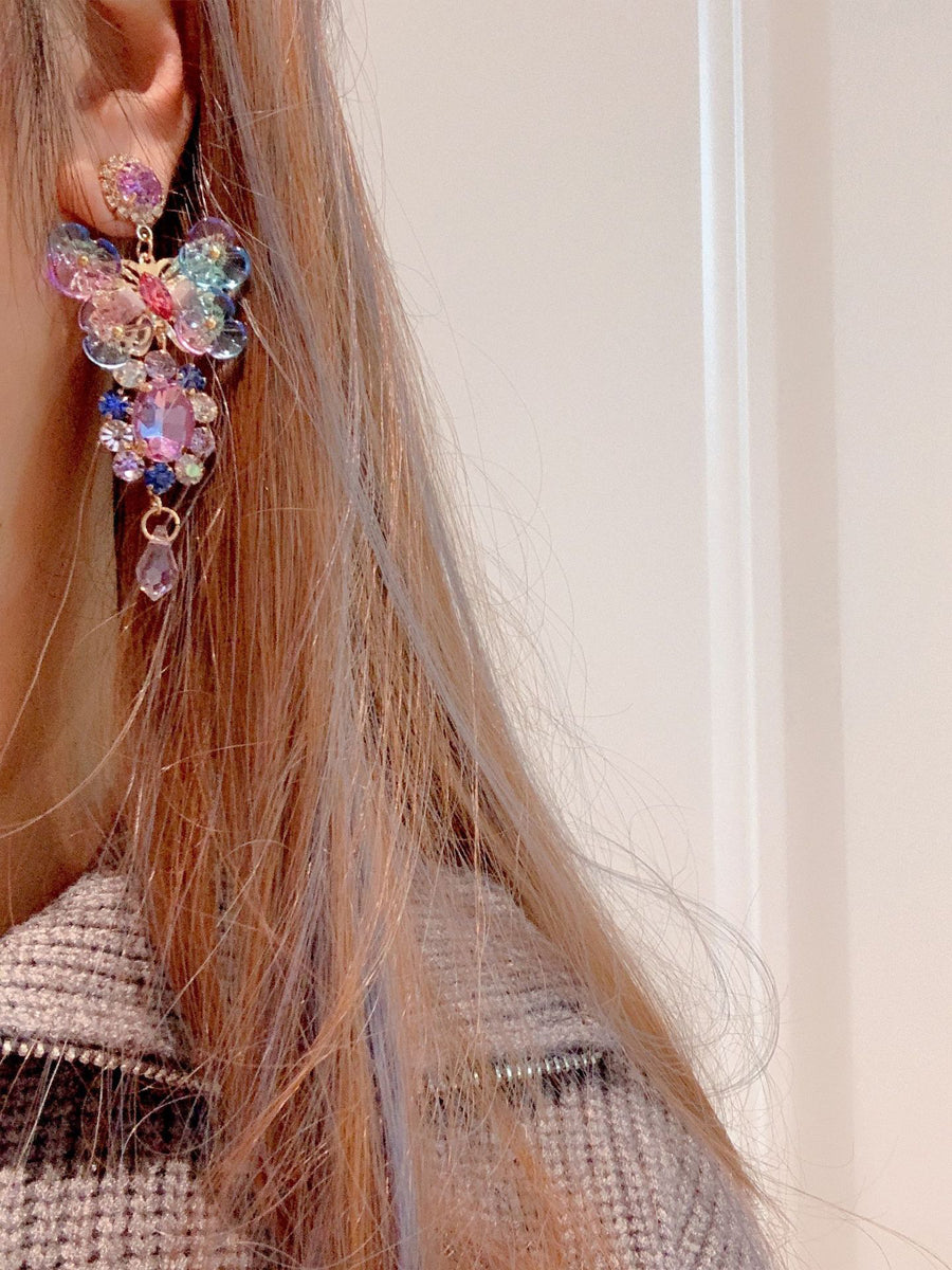 Colorful Crystal Flower Earrings｜Awaytr®