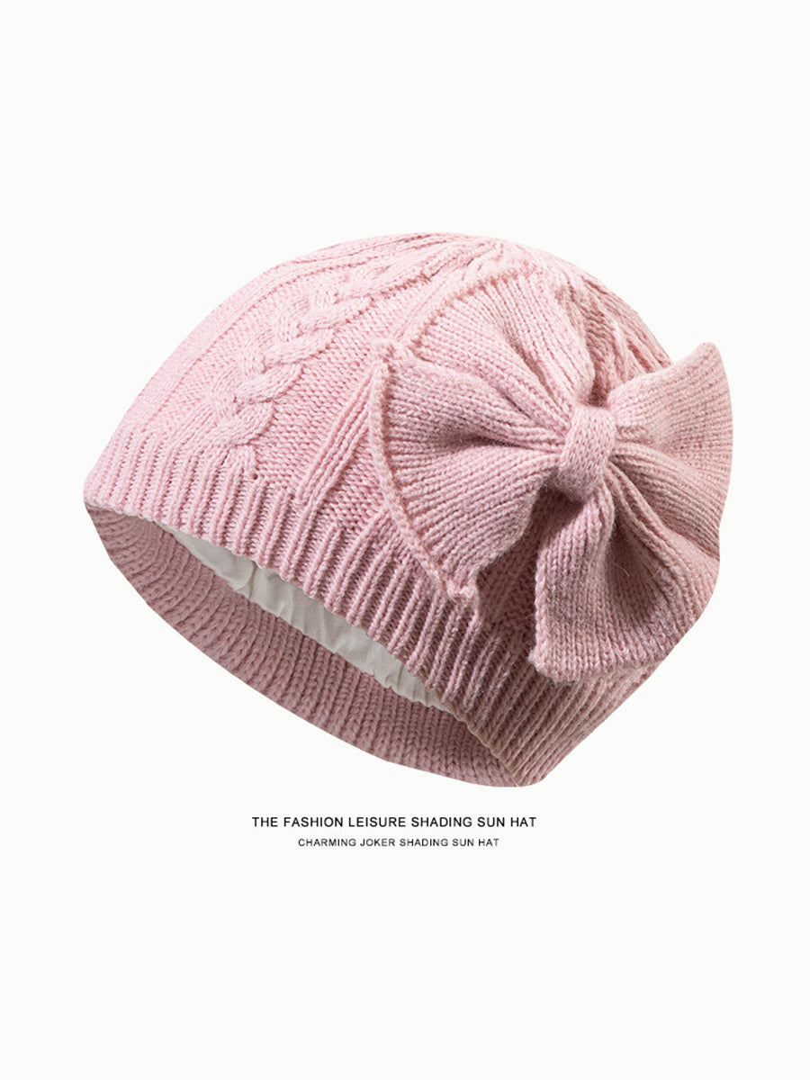 Pure Color Bow Pullover Knit Hat｜Awaytr®