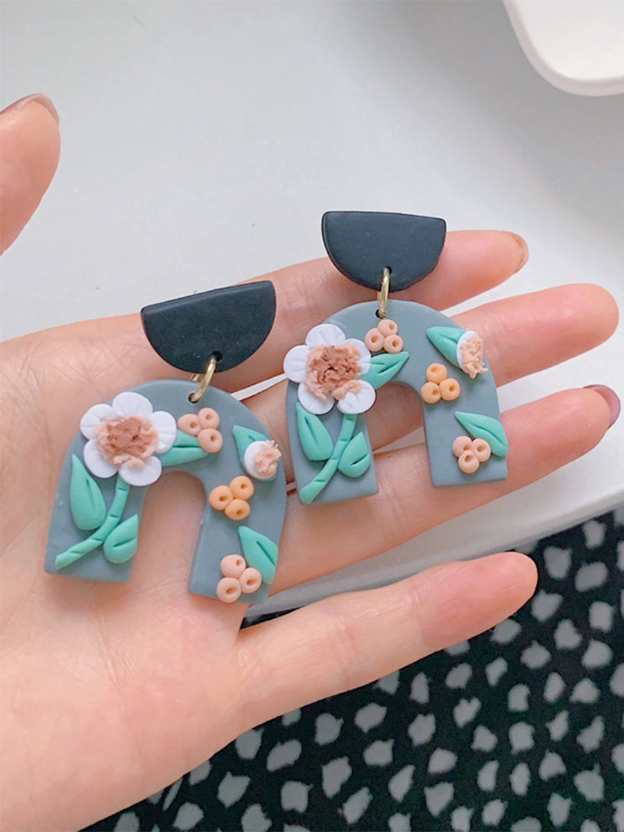 Retro Geometric Color Flower Earrings｜Awaytr®