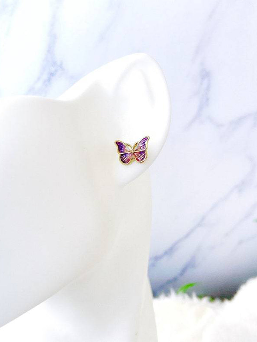 Simple Color Dripping Butterfly Earrings｜Awaytr®