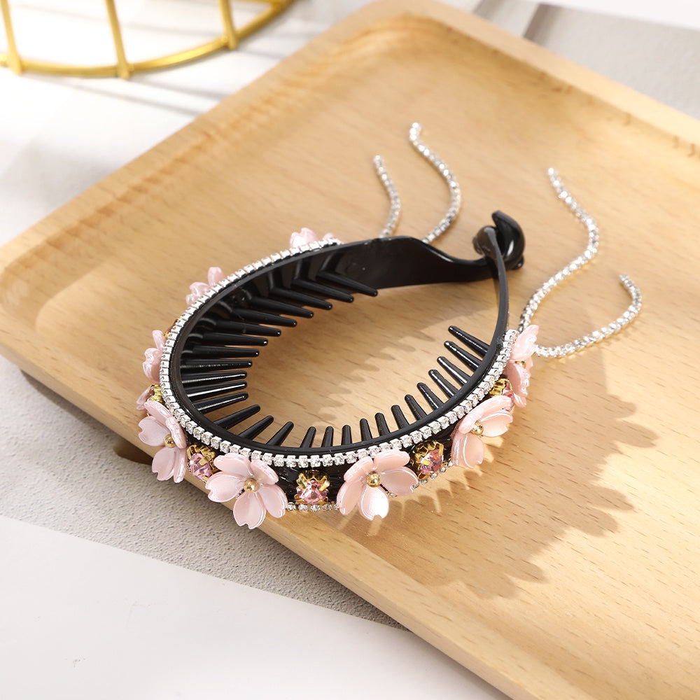 AWAYTR Korean Fashion Flower Rhinestone Hairpin Crystal Ball Head Hairpin Retro Hair Accessories