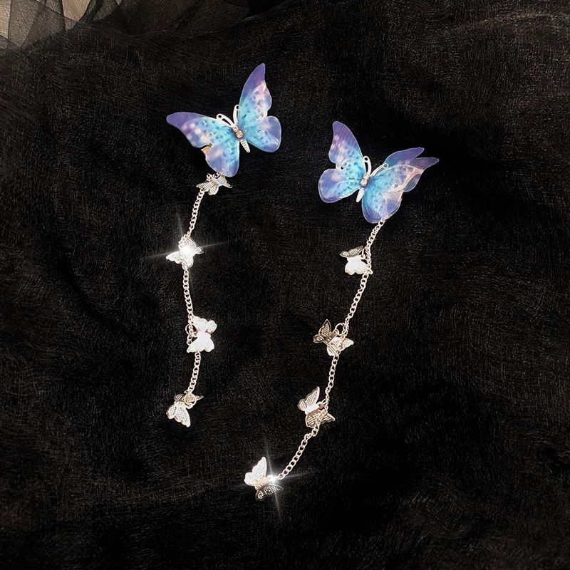 【Awaytr】CB1102 Butterfly Tassel Silver Hair Clip