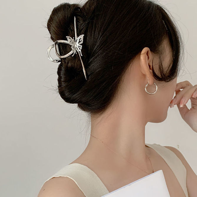 【Awaytr】CB1262 11cm alloy rhinestone butterfly cross hair clip