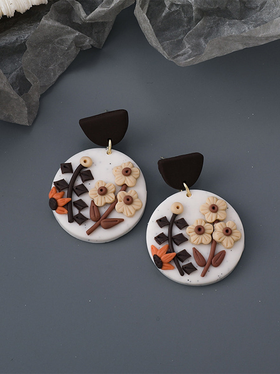 Retro Geometric Color Flower Earrings｜Awaytr®