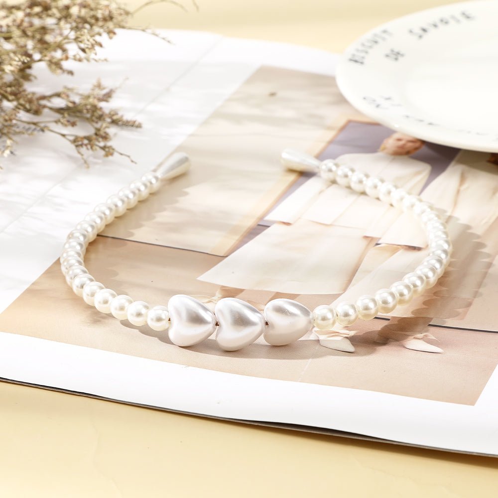 【Awaytr】 CB1297 Pearl Heart Headband