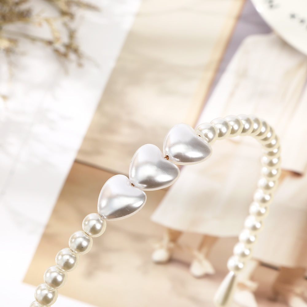 【Awaytr】 CB1297 Pearl Heart Headband