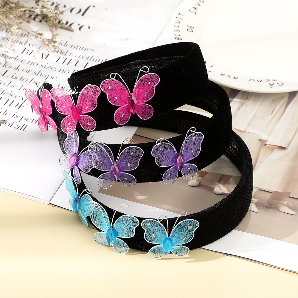 【Awaytr】 CB1295 Butterfly Rhinestone Wide Brim Headband