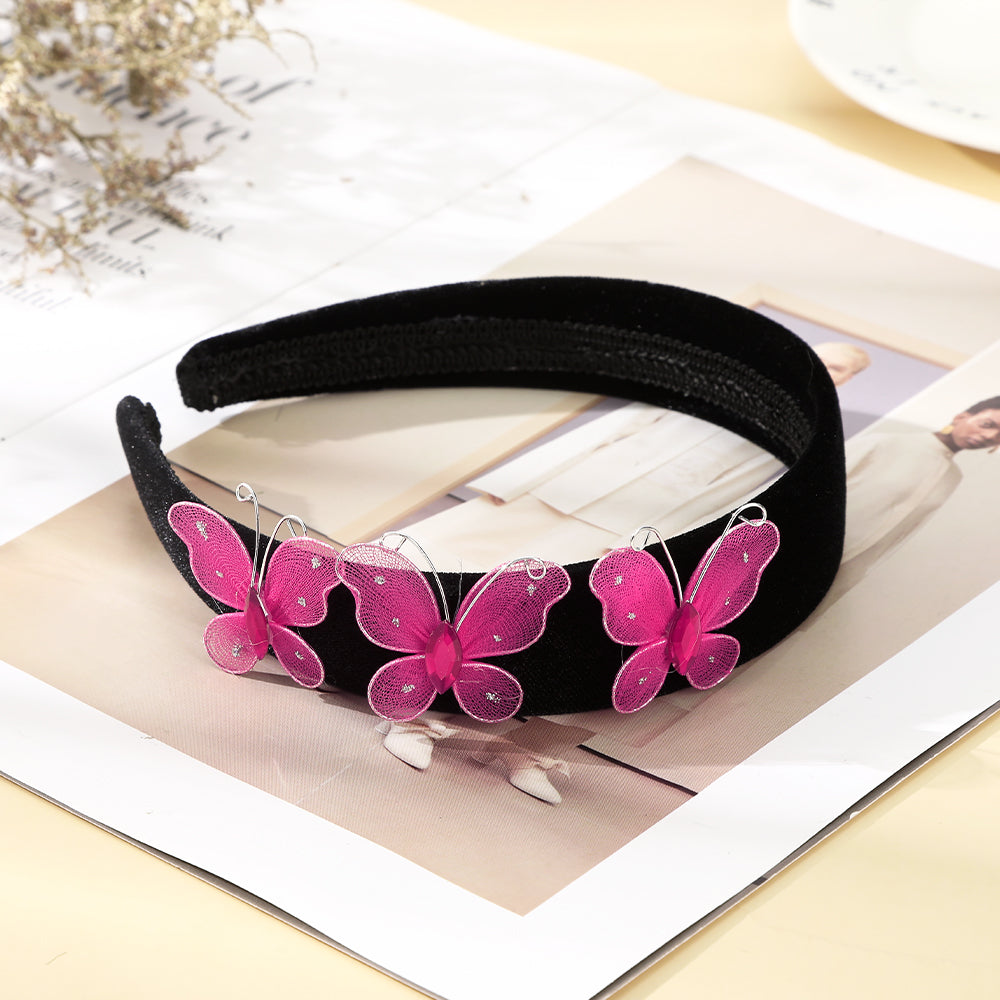 【Awaytr】 CB1295 Butterfly Rhinestone Wide Brim Headband