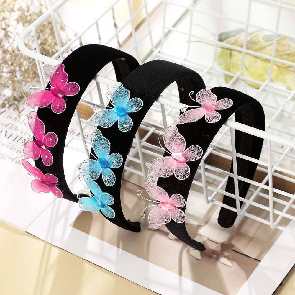 【Awaytr】 CB1295 Butterfly Rhinestone Wide Brim Headband