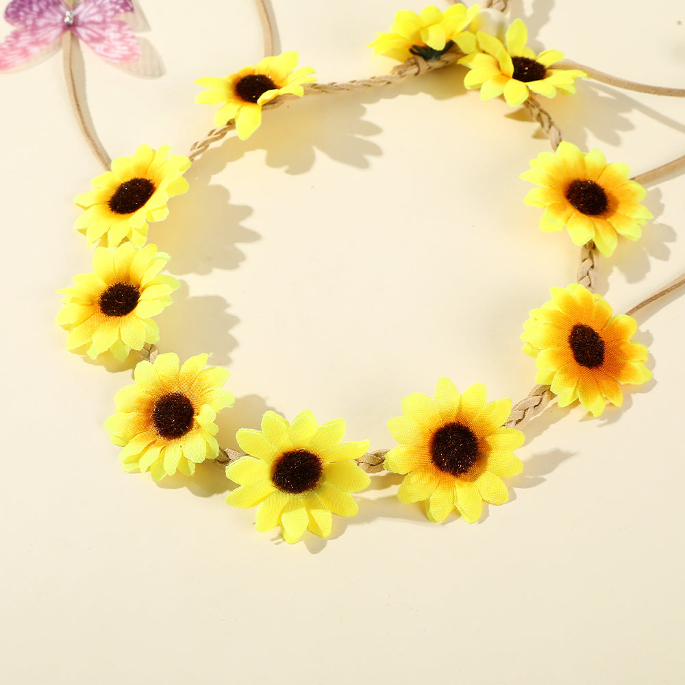 【Awaytr】LV7188 Hand Braided Sunflower Butterfly Feather Headband