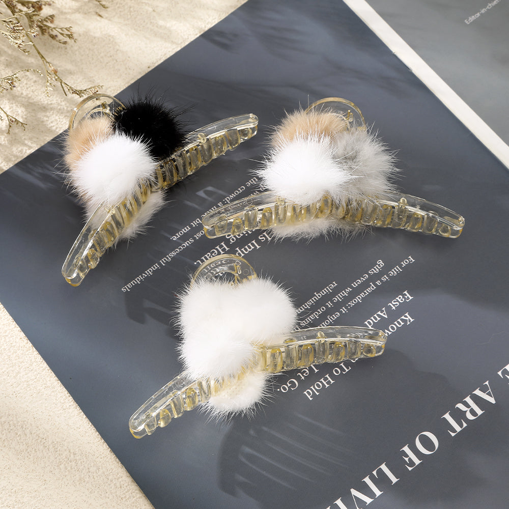 【Awaytr】 CB1328 11cm hair ball cross hair clip