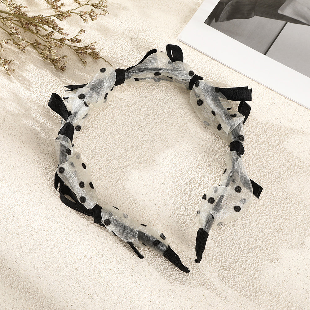 【Awaytr】CB1108 Mesh Polka Dot Tie Headband