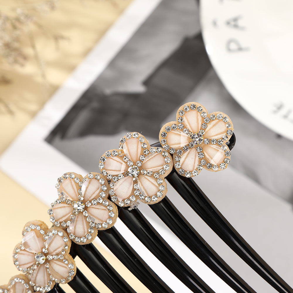 【Awaytr】CB1342 11cm Flower Rhinestone Hair Comb Casual