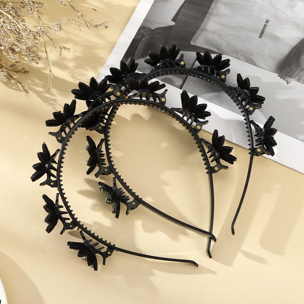 【Awaytr】 CB1338  Rhinestone Flower Braided Hairband