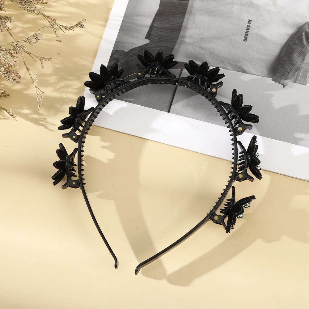 【Awaytr】 CB1338  Rhinestone Flower Braided Hairband