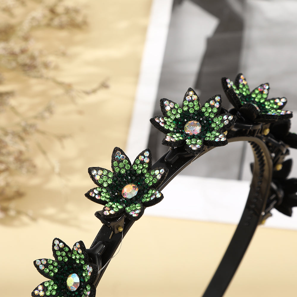 【Awaytr】 CB1338  Rhinestone Flower Braided Hairband