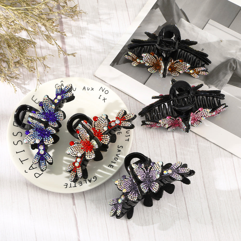 【Awaytr】CB1333 11cm Rhinestone Butterfly Hair Claw Clip