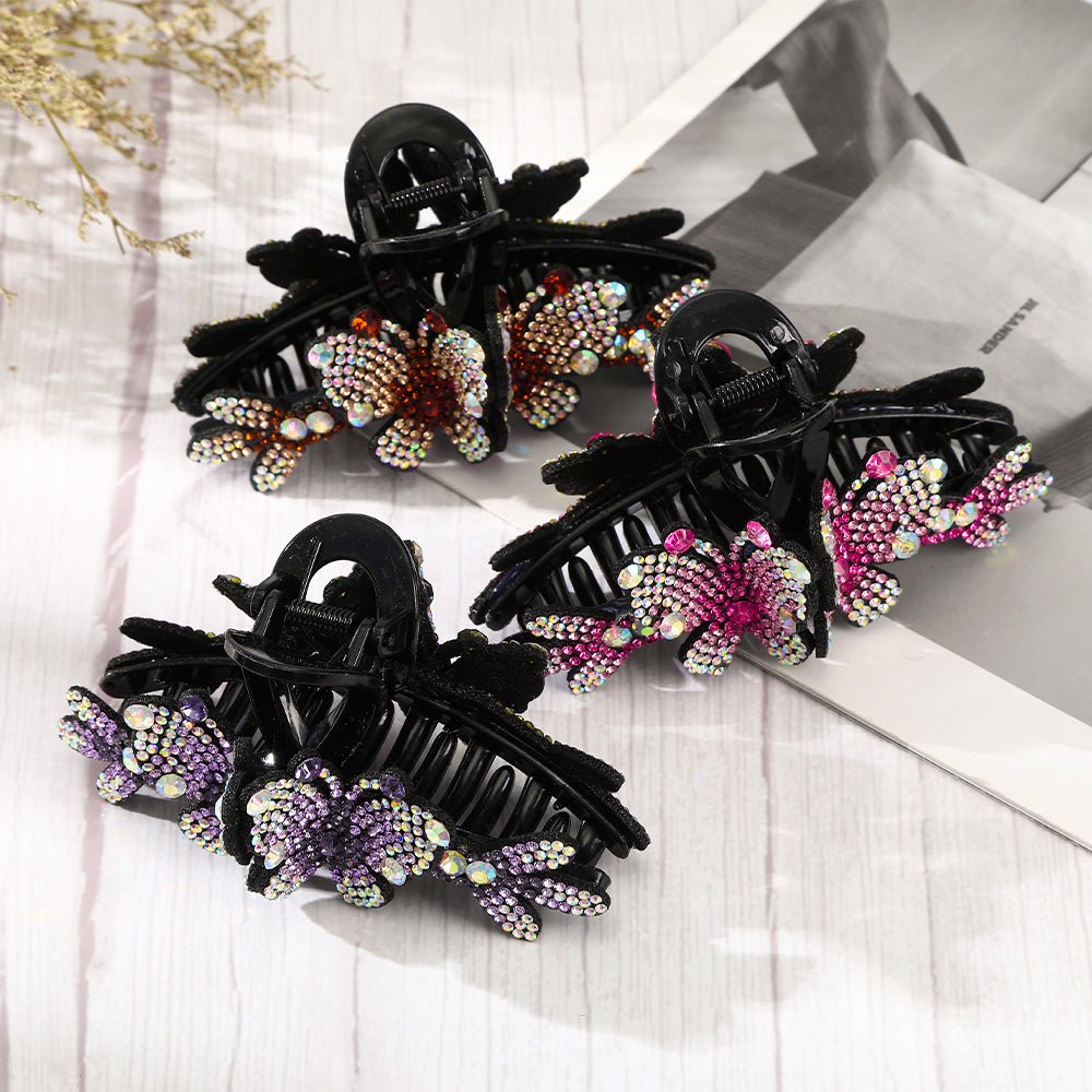 【Awaytr】CB1333 11cm Rhinestone Butterfly Hair Claw Clip